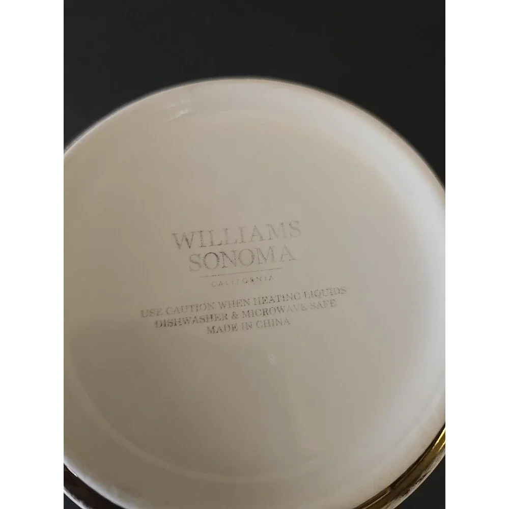 Williams Sonoma Ceramic Coffee Mug Monogram Letter Gold Initial B
